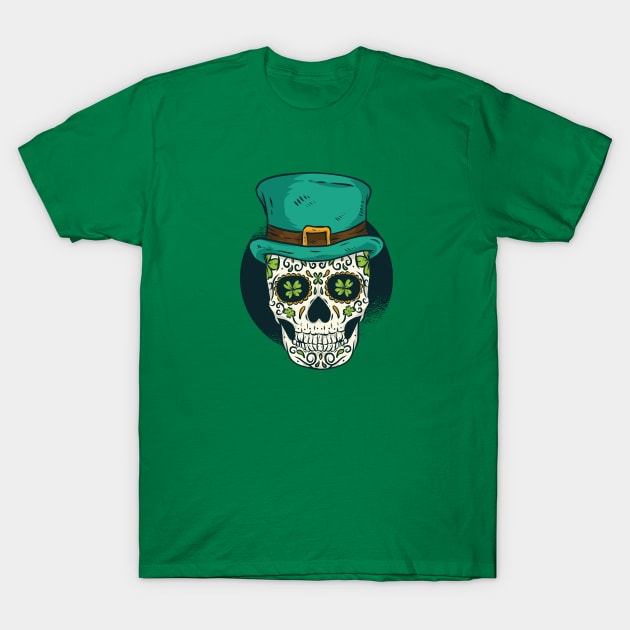 Leprechaun Sugar Skull T-Shirt by SLAG_Creative